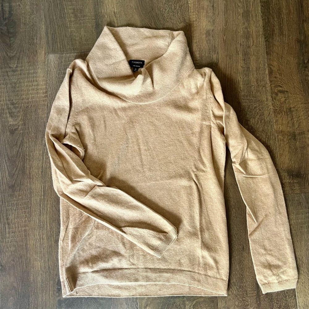 Talbots Cowl Neck Sweater in Warm Tan